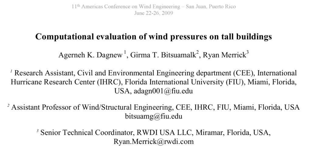 Computational evaluation of wind pressures on tall buildings